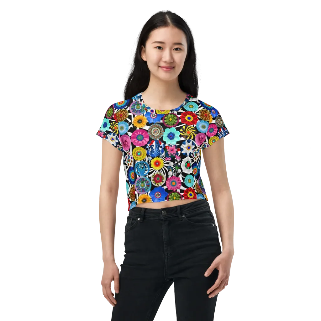 Chromatic Carnival on Crop Tee — Front