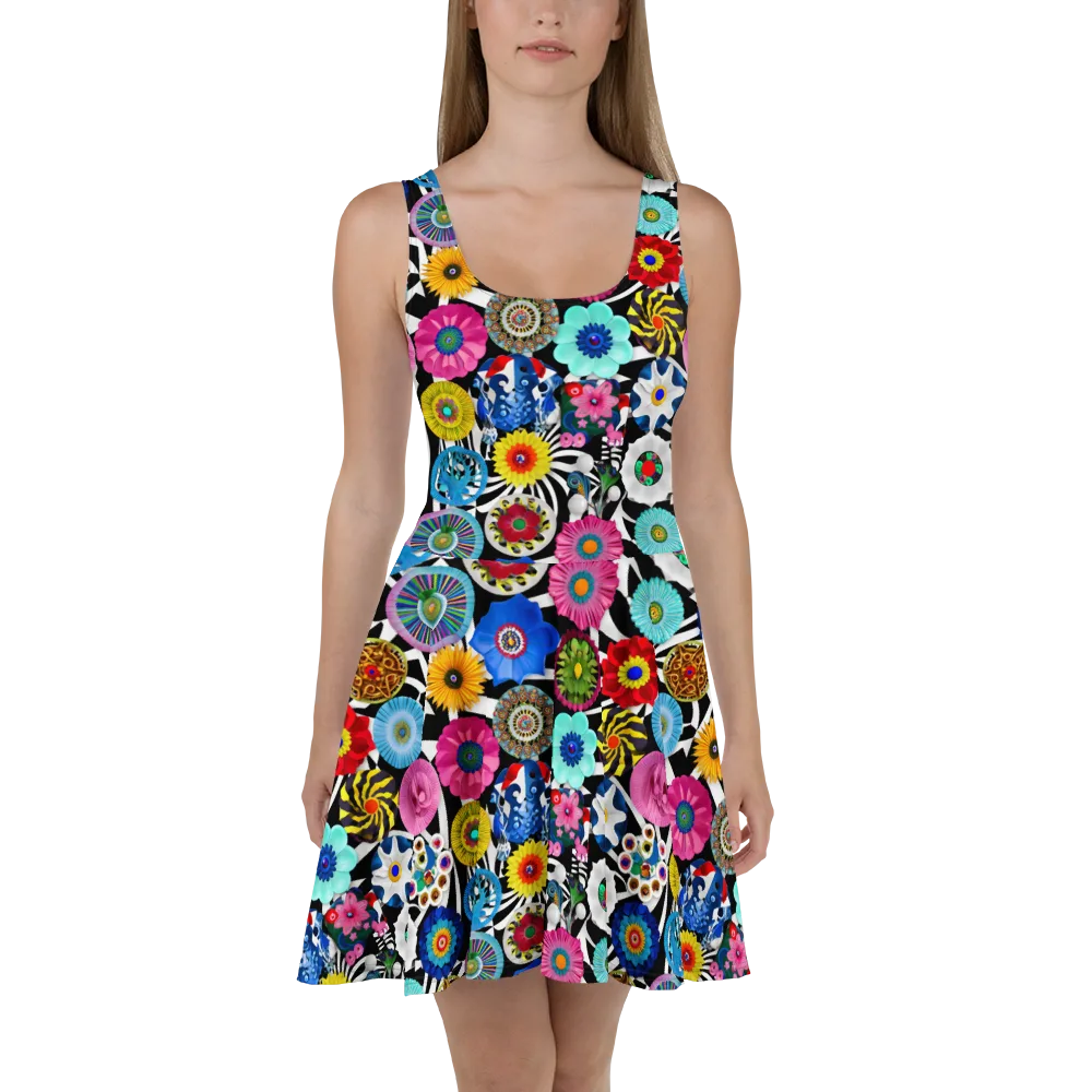 Chromatic Carnival on Skater Dress — Front