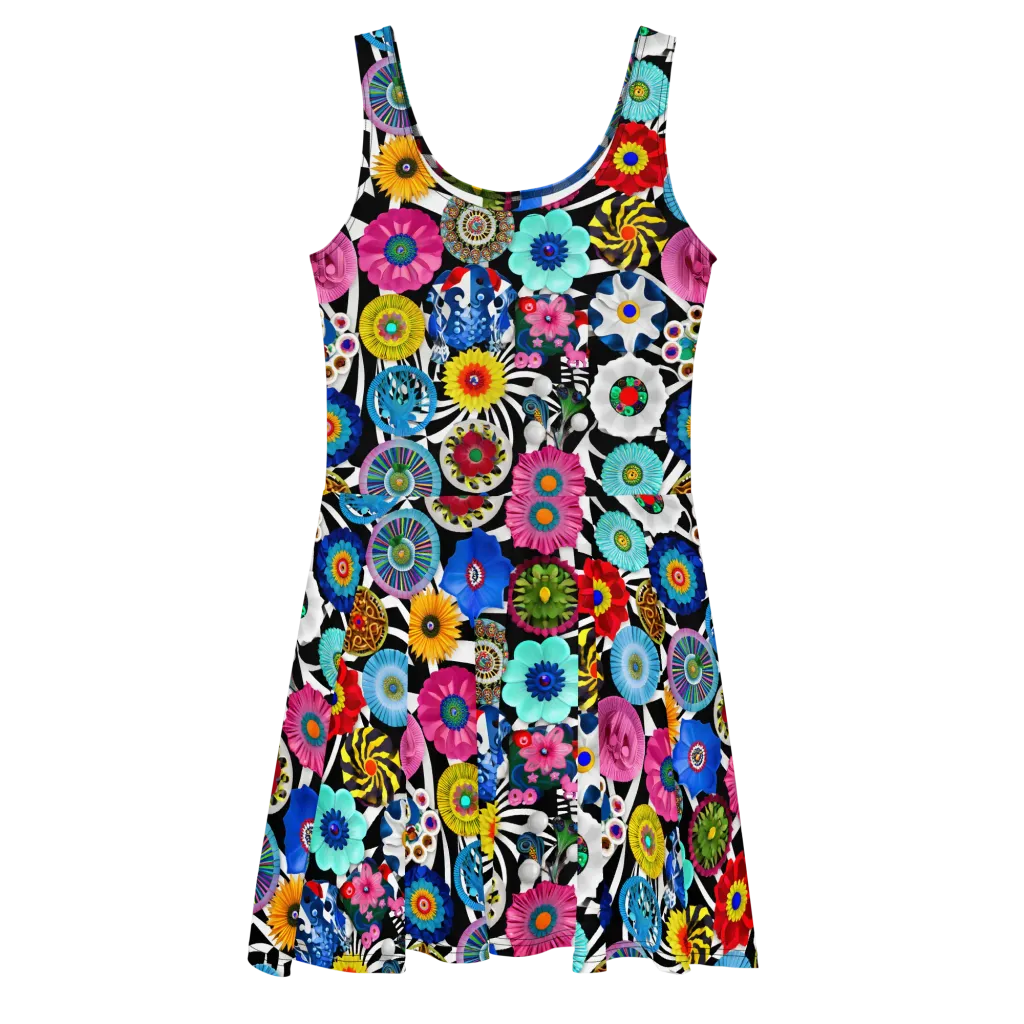 Chromatic Carnival on Skater Dress — Front