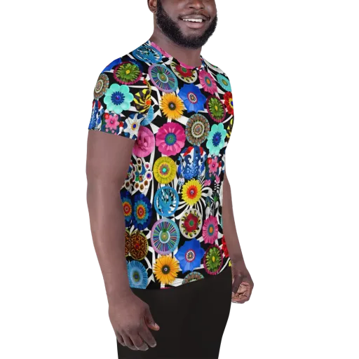 Chromatic Carnival on a Men's Athletic T-Shirt