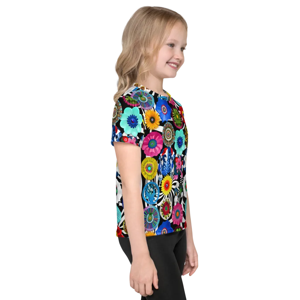Chromatic Carnival on Kids Crew Neck T-Shirt — Right