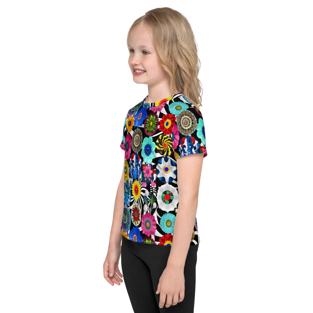 Chromatic Carnival on Kids Crew Neck T-Shirt — Left