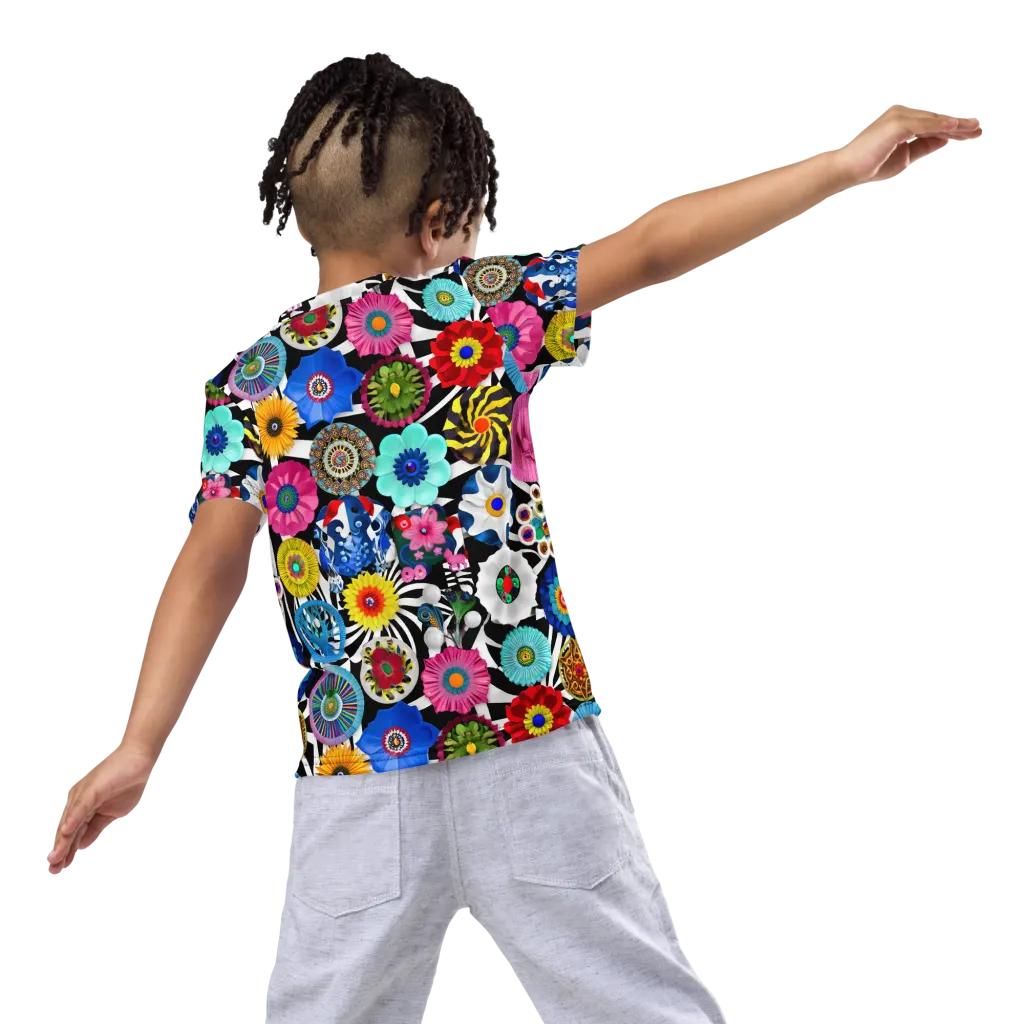 Chromatic Carnival on Kids Crew Neck T-Shirt — Back