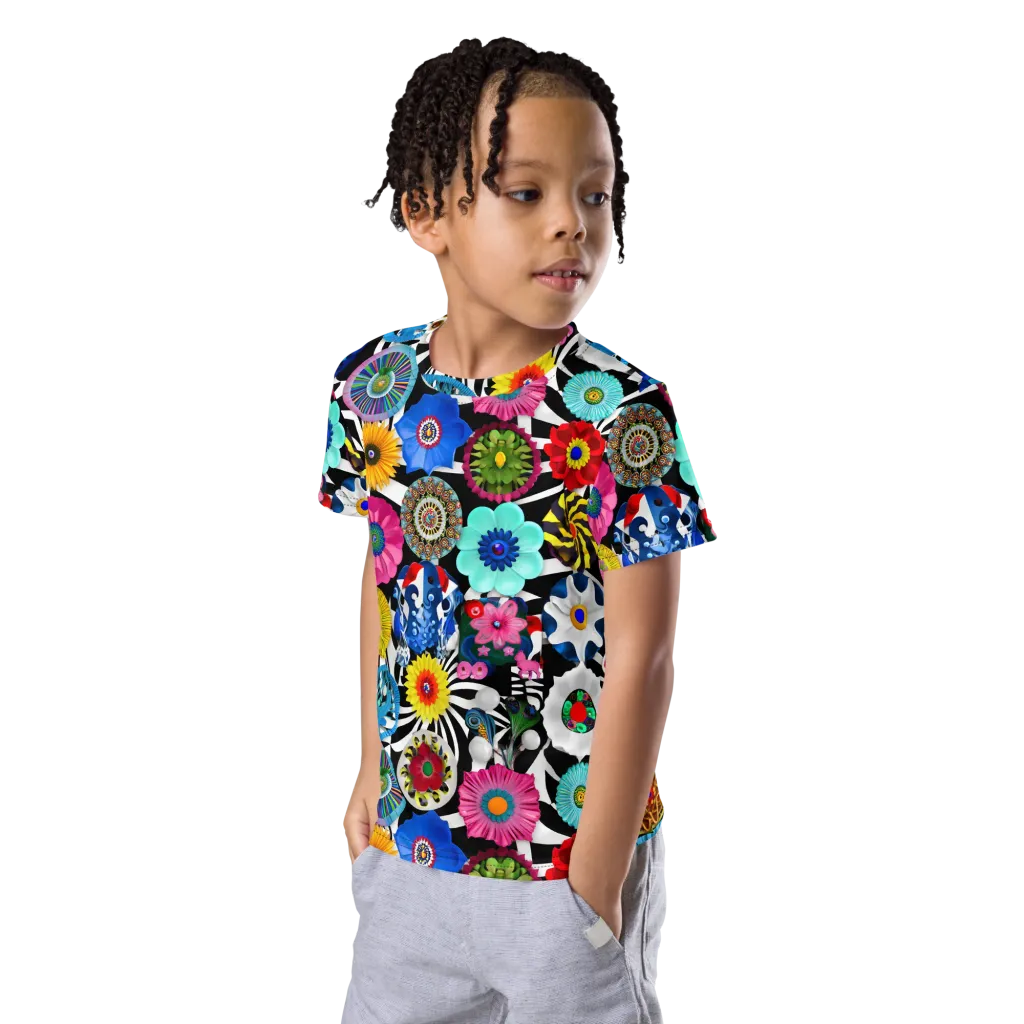 Chromatic Carnival on Kids Crew Neck T-Shirt — Left Front