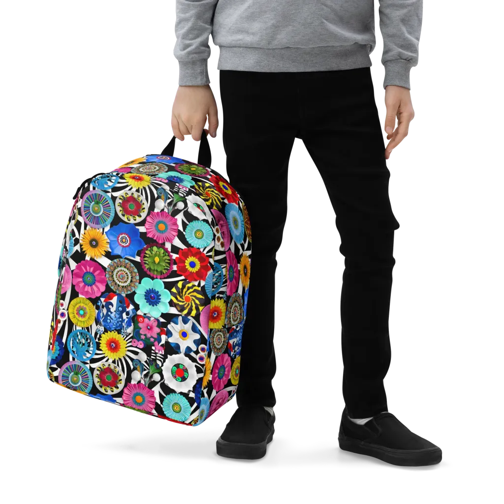Chromatic Carnival on Minimalist Backpack — Zoomed-in
