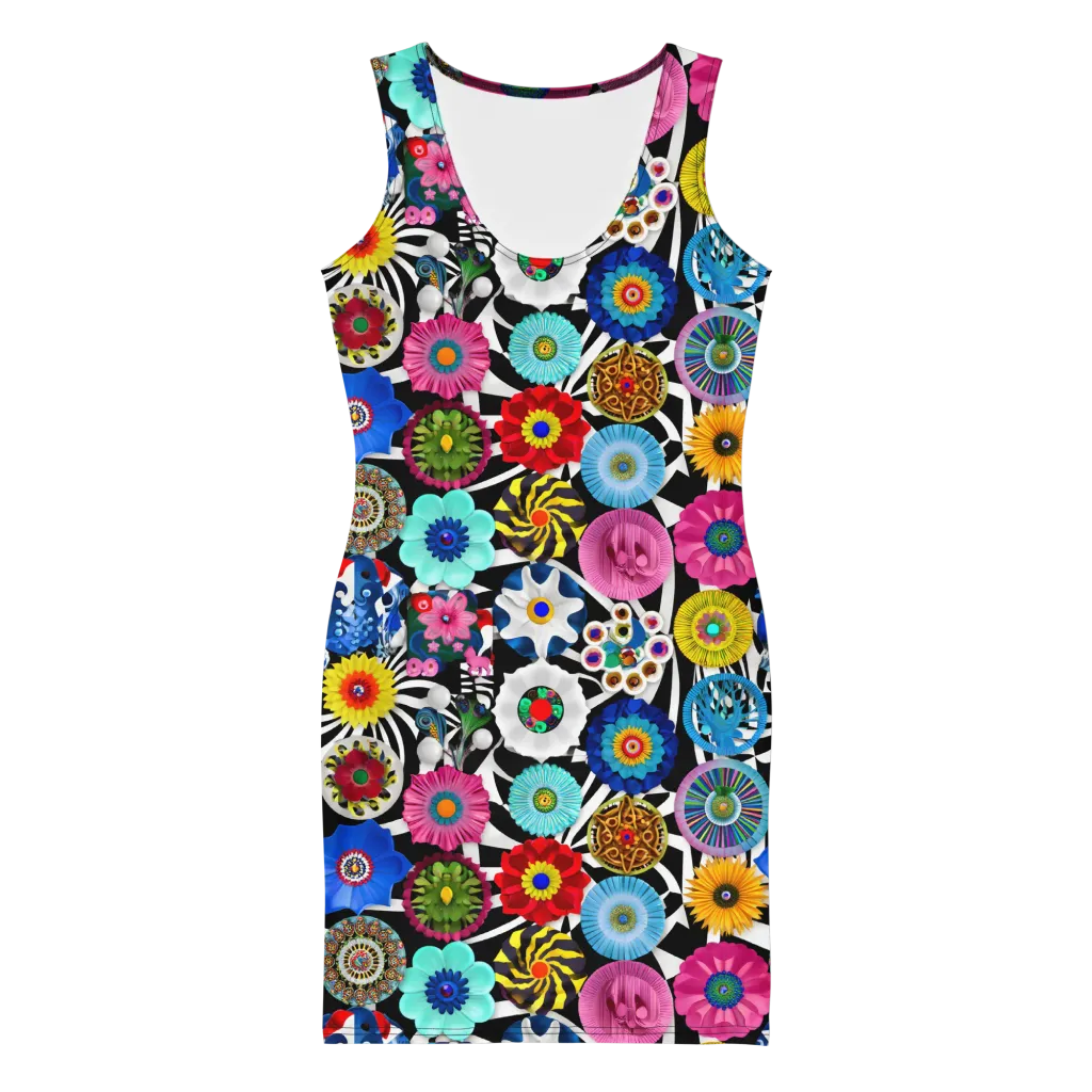 Chromatic Carnival on Bodycon Dress — Front