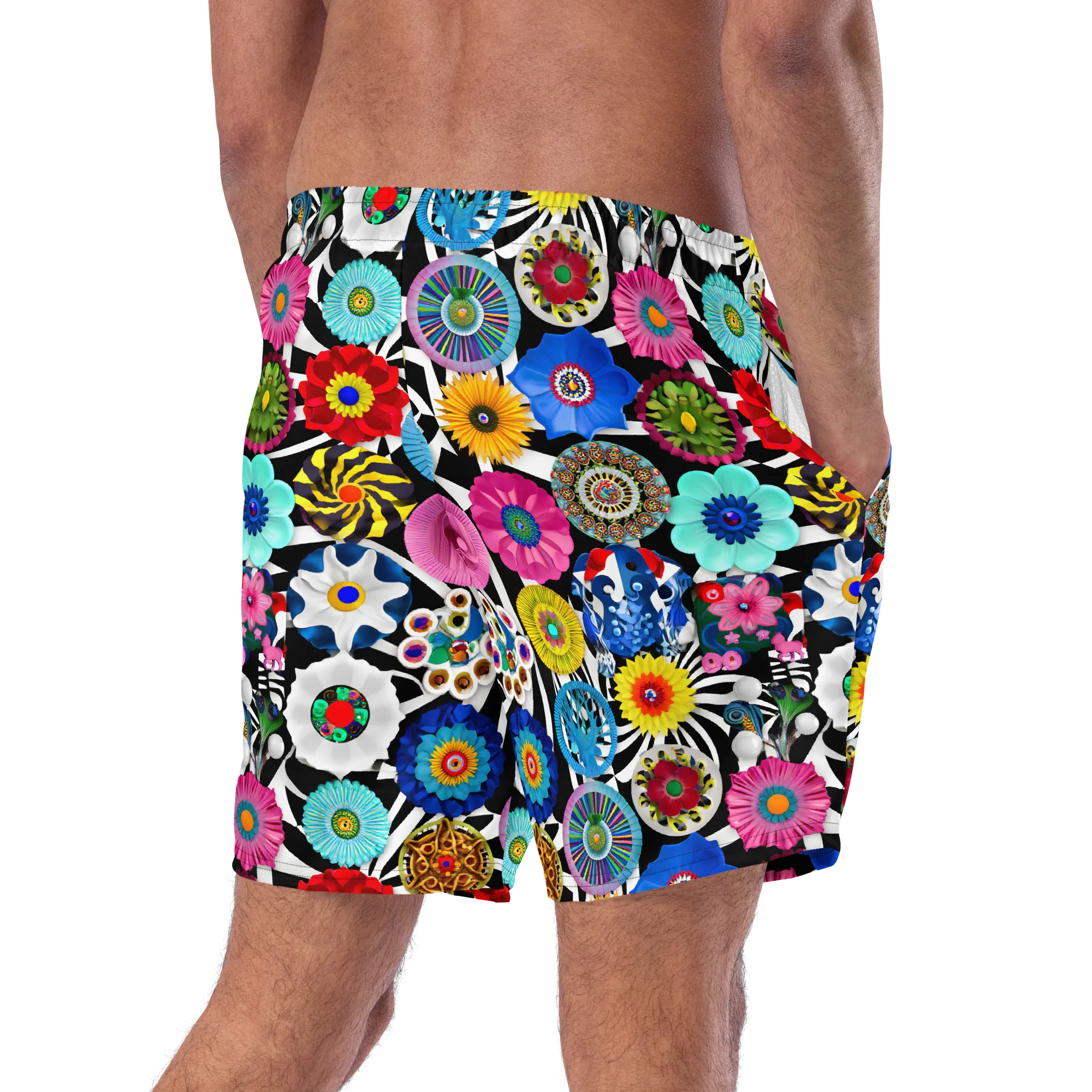 Chromatic Carnival on Swim Trunks — Right Back