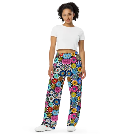Chromatic Carnival on a Wide-Leg Pants
