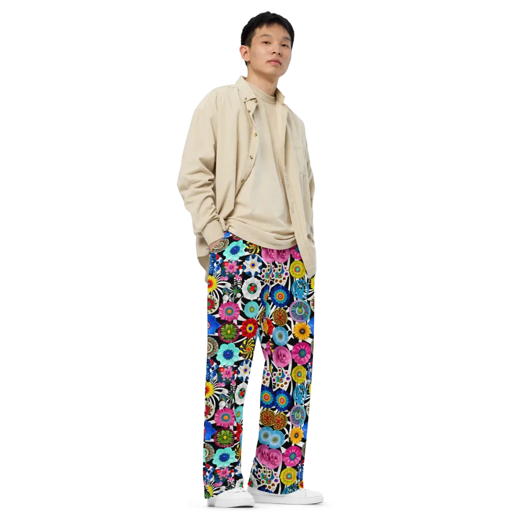 Chromatic Carnival on Wide-Leg Pants — Right Front