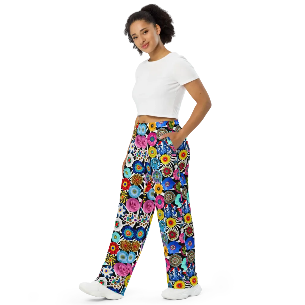 Chromatic Carnival on Wide-Leg Pants — Left Front