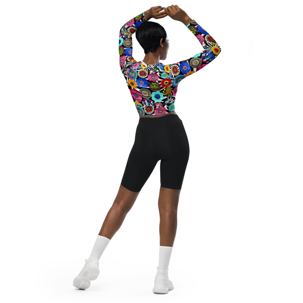 Chromatic Carnival on Long Sleeve Crop Top — Back