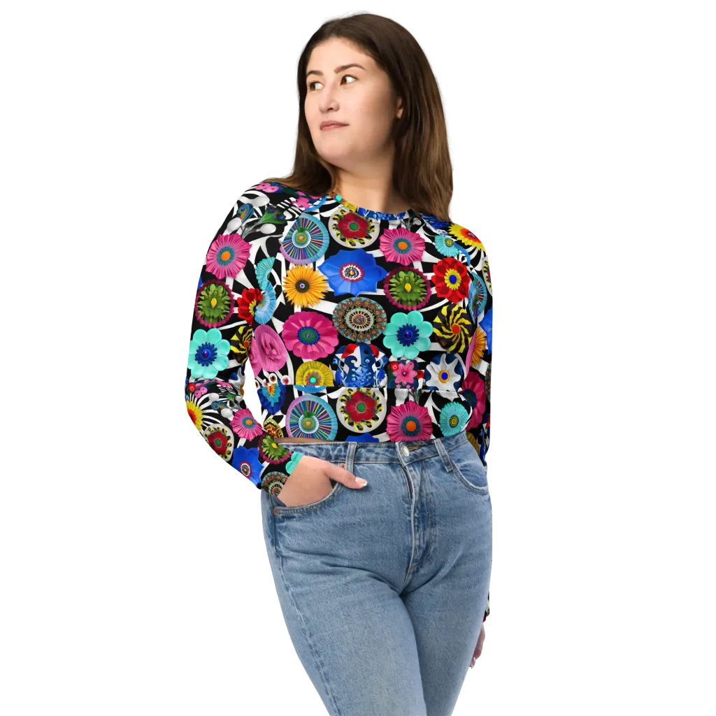 Chromatic Carnival on Long Sleeve Crop Top — Front