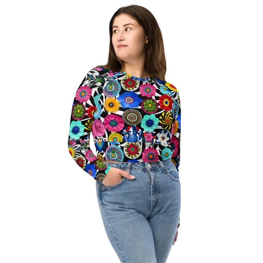 Chromatic Carnival on a Long Sleeve Crop Top