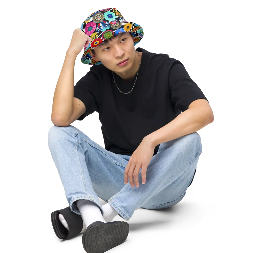 Chromatic Carnival on Reversible Bucket Hat — Front 2 Inside