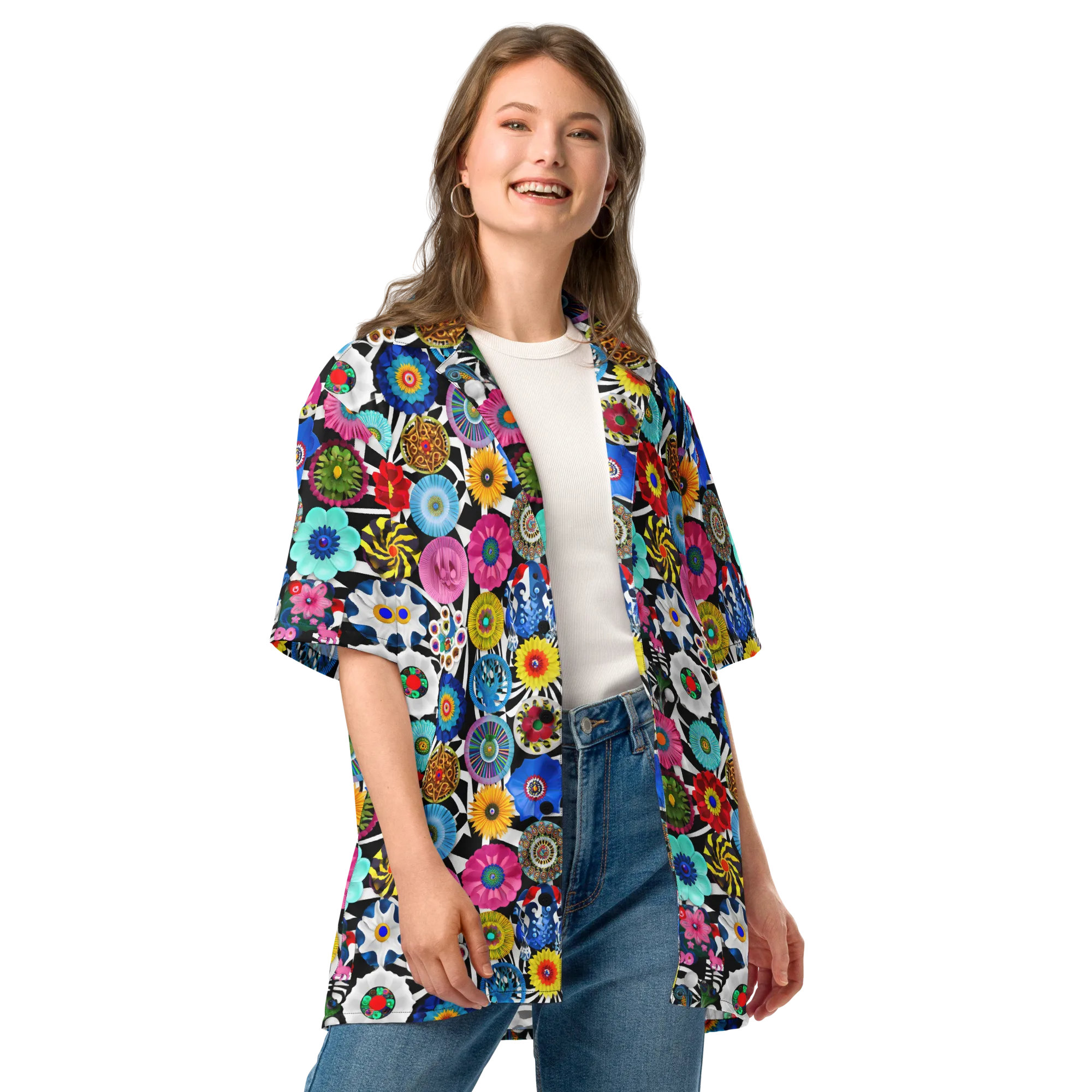 Chromatic Carnival on Button Shirt — Front