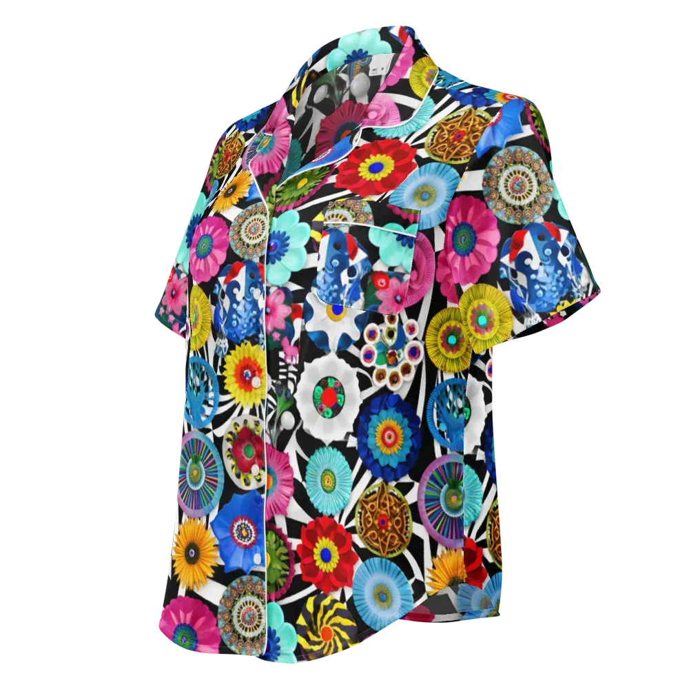 Chromatic Carnival on Women's Short Sleeve Pajama Top — Left Front