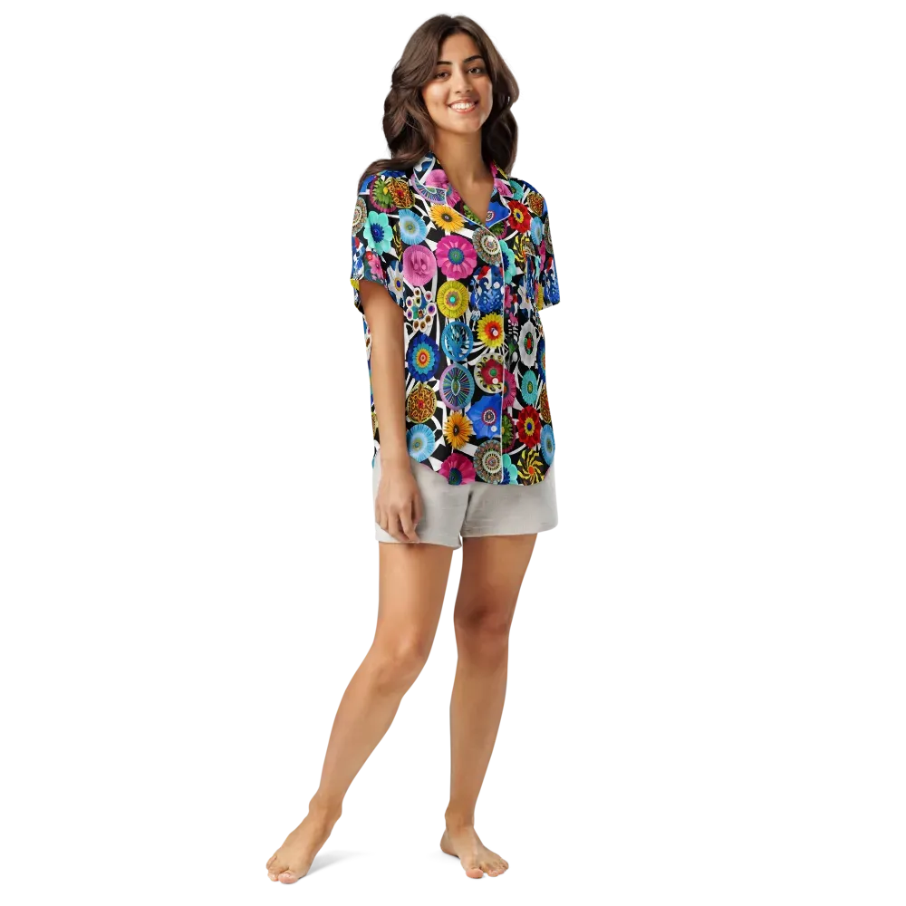 Chromatic Carnival on Women's Short Sleeve Pajama Top — Front