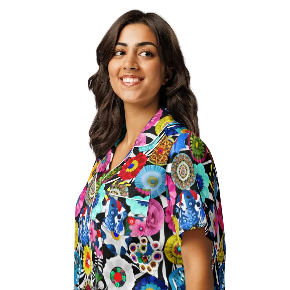 Chromatic Carnival on Women's Short Sleeve Pajama Top — Left Front