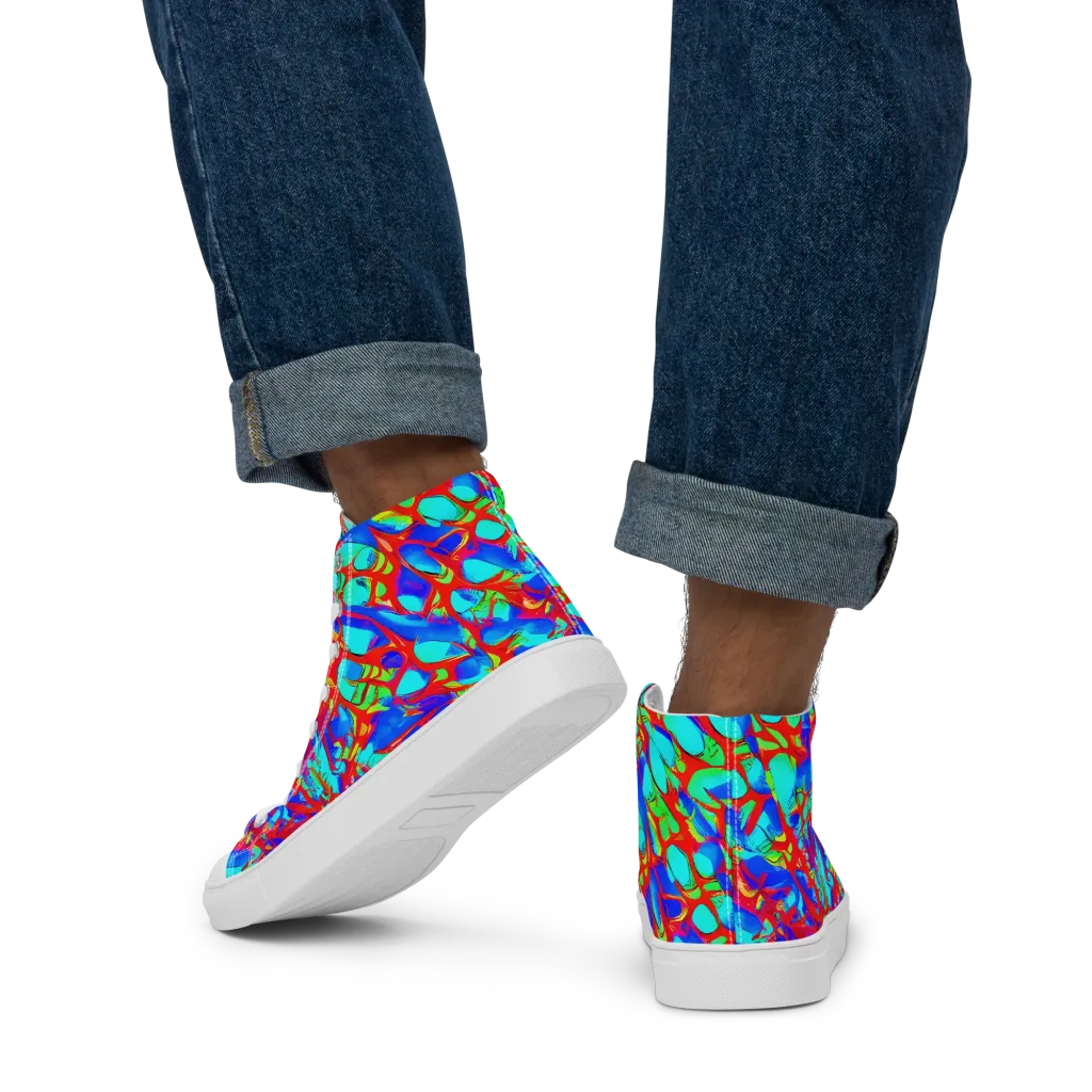 Sonic Prism on Men's High Top Canvas Shoes — Back