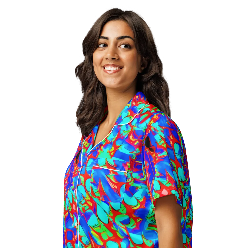 Sonic Prism on Women's Short Sleeve Pajama Top — Left Front