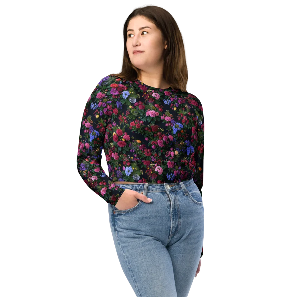 Velvet Eden on Long Sleeve Crop Top — Front