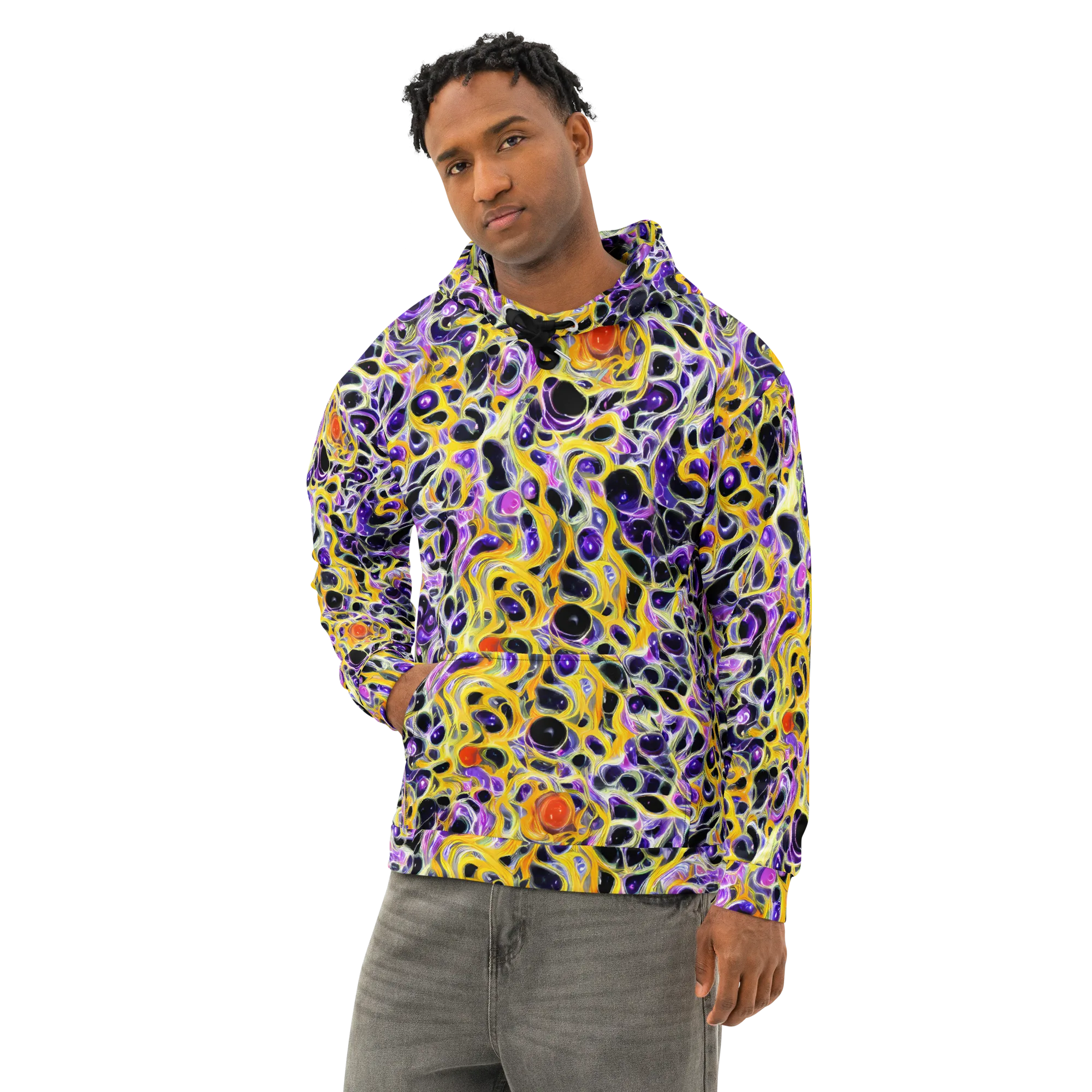 Solar Amethyst on Cotton Hoodie — Left Front