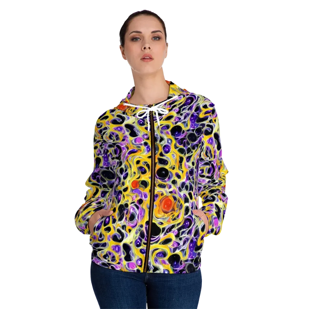 Solar Amethyst on Women's Full-Zip Hoodie — Front On Person