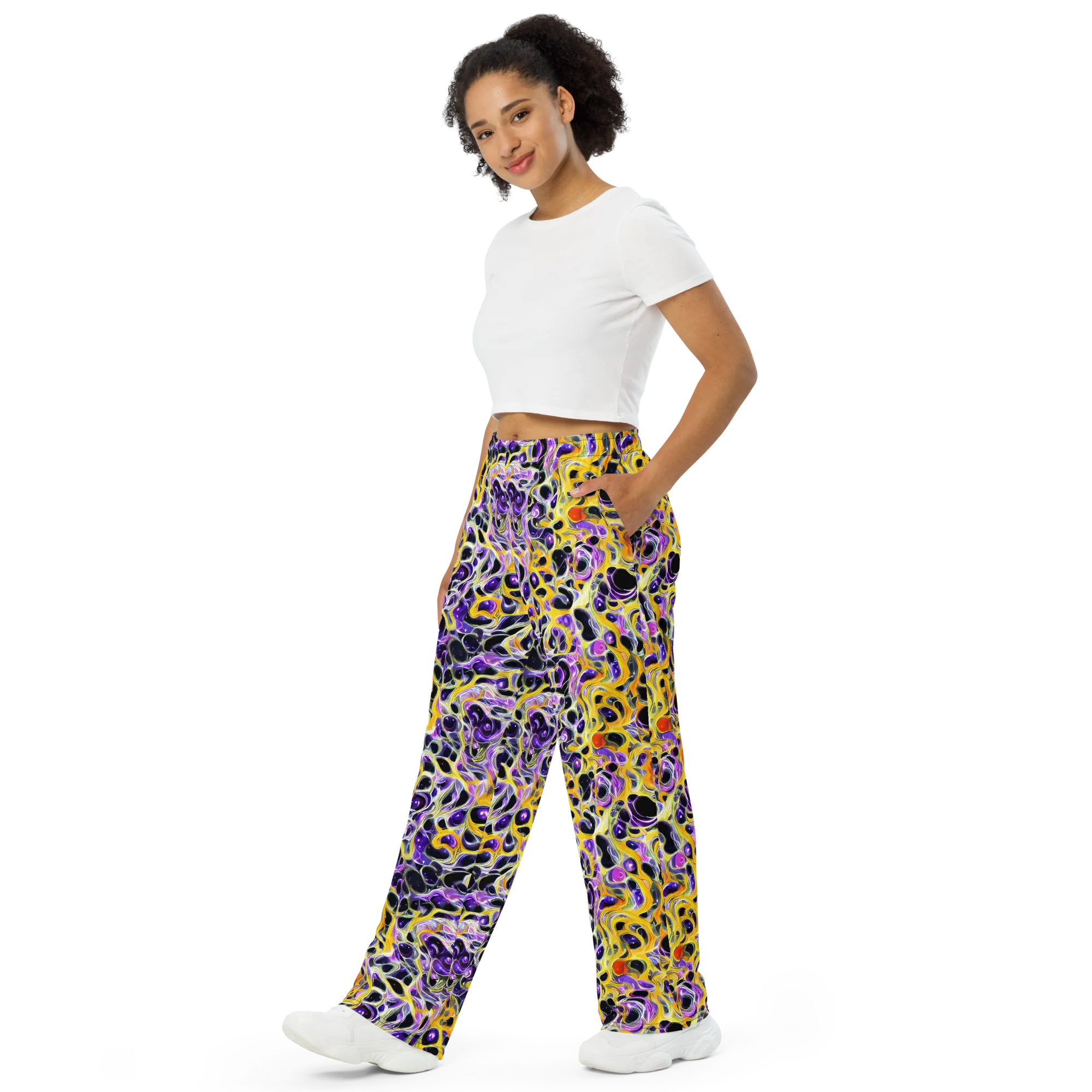 Solar Amethyst on Wide-Leg Pants — Left Front