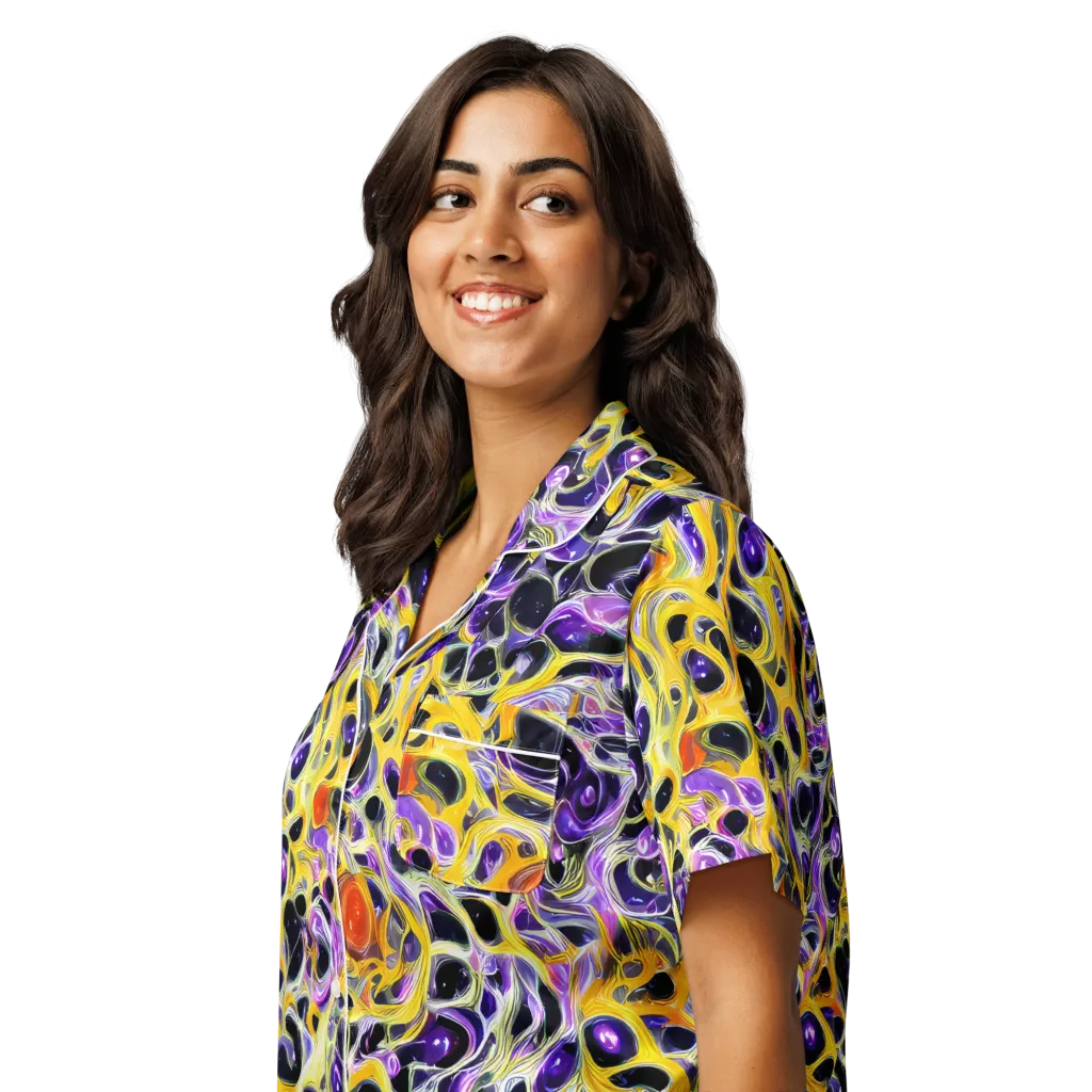 Solar Amethyst on Women's Short Sleeve Pajama Top — Left Front