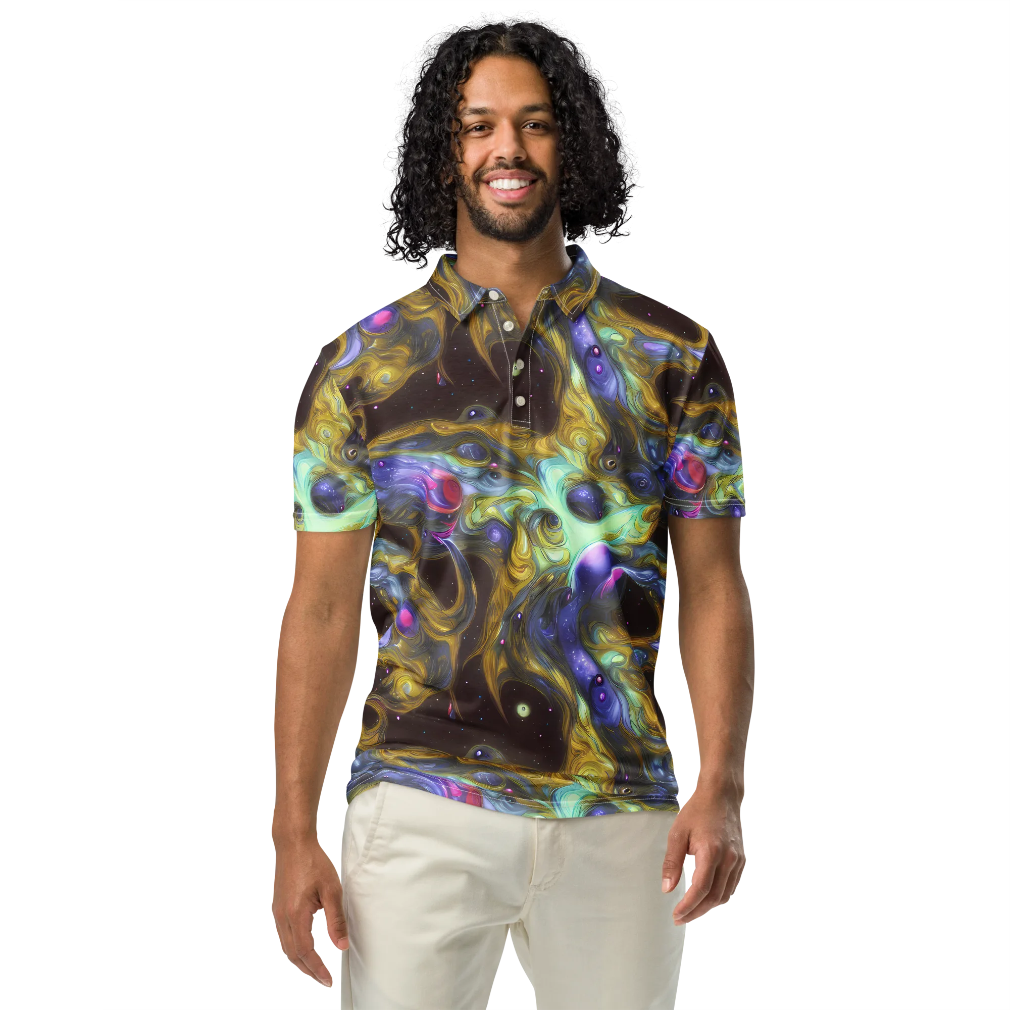 Indigo Infinity on Men's Slim Fit Polo Shirt — Front