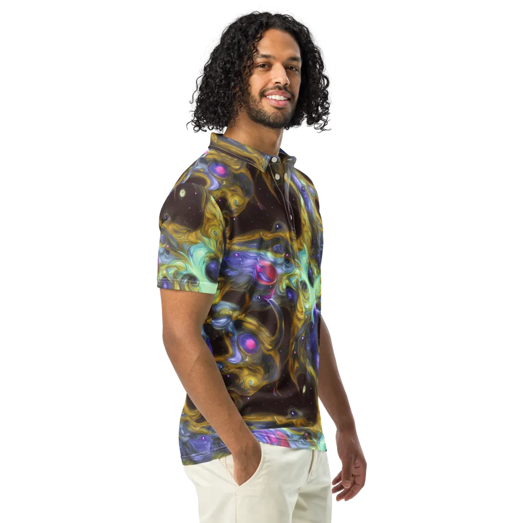 Indigo Infinity on Men's Slim Fit Polo Shirt — Right Front
