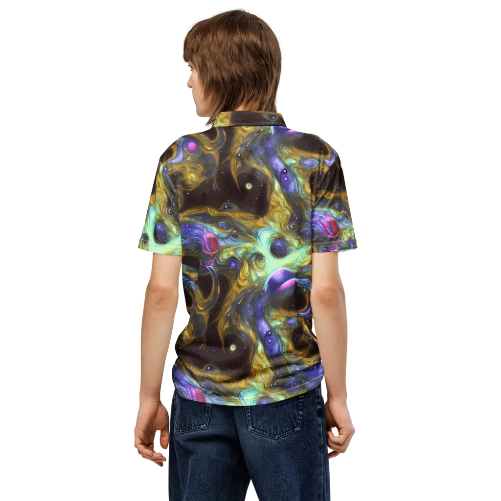 Indigo Infinity on Men's Slim Fit Polo Shirt — Back