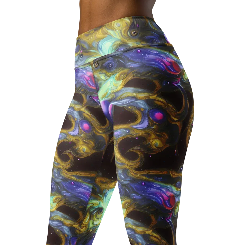Indigo Infinity on Yoga Leggings — Left Front