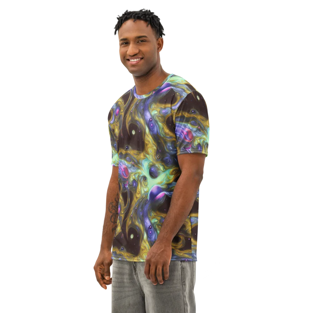 Indigo Infinity on Men's Cotton Crew Neck T-Shirt — Left Front