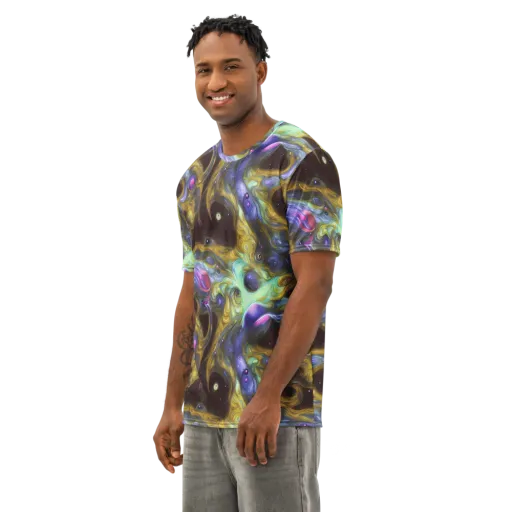 Indigo Infinity on a Men's Cotton Crew Neck T-Shirt
