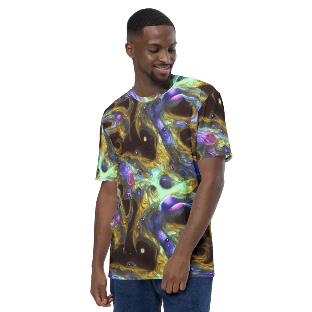 Indigo Infinity on Men's Crew Neck T-Shirt — Left