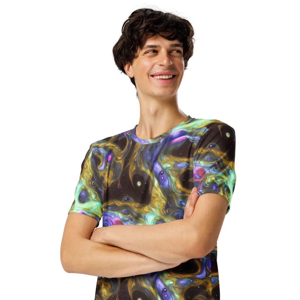 Indigo Infinity on Men's Crew Neck T-Shirt — Left Front