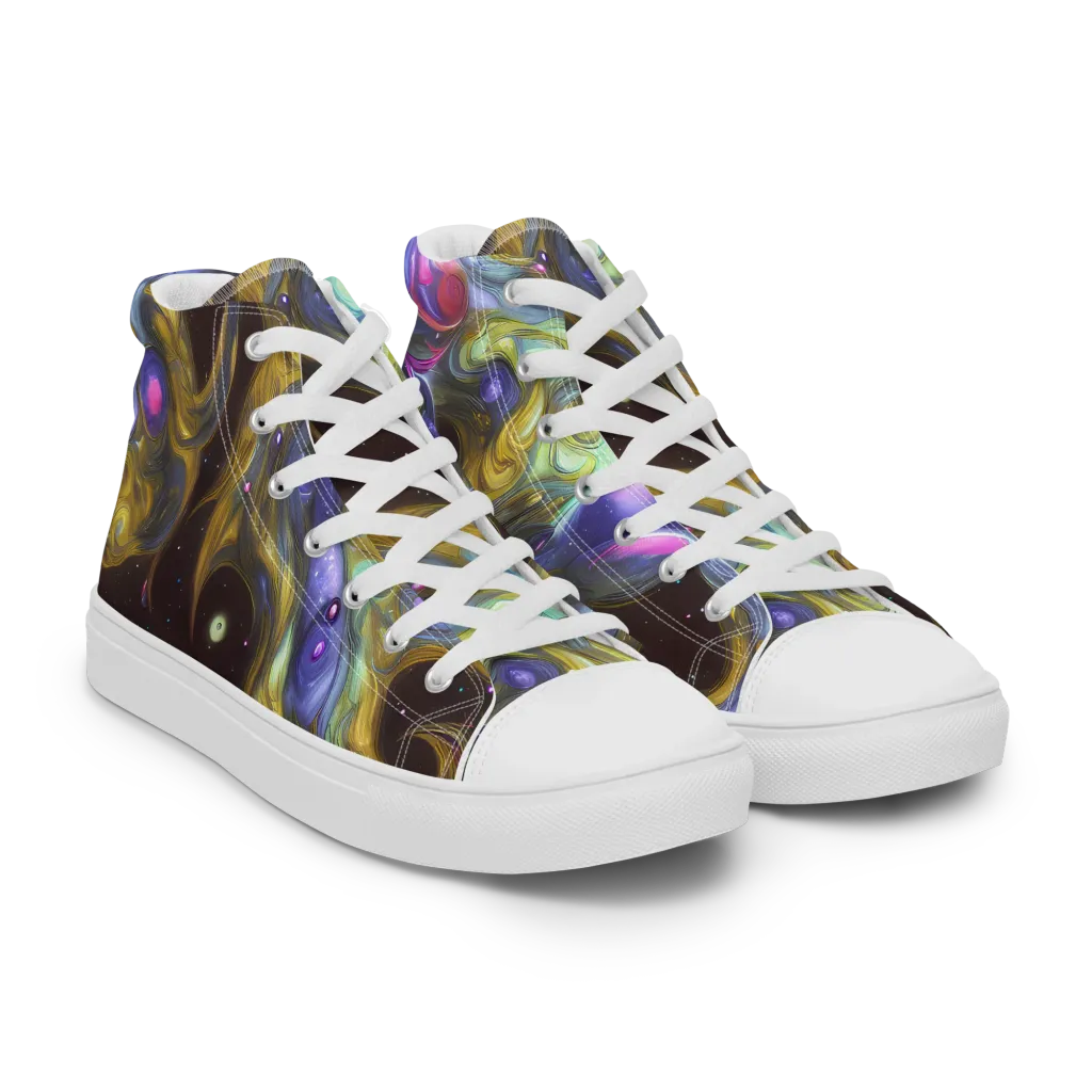 Indigo Infinity on Men's High Top Canvas Shoes — Right Front