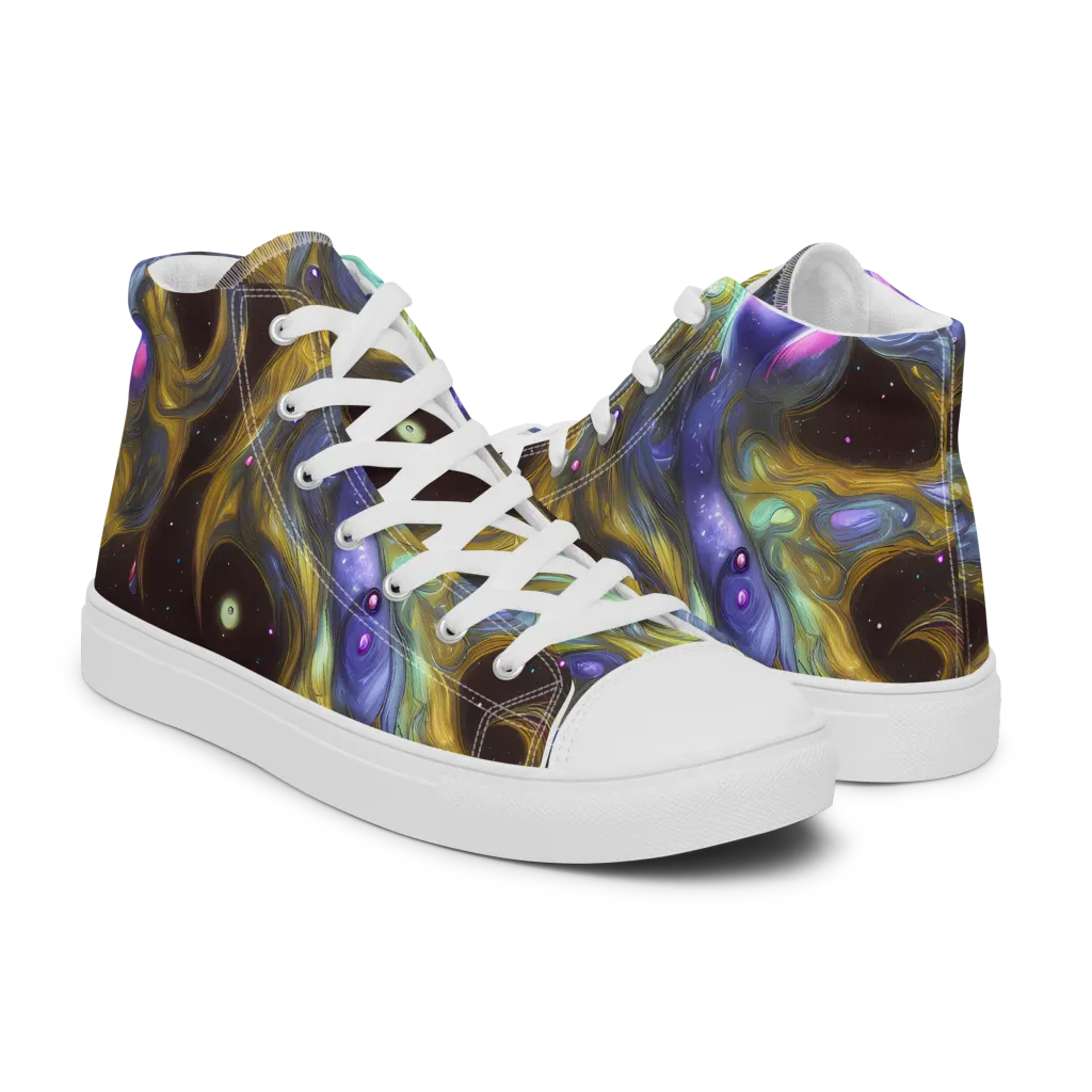 Indigo Infinity on Men's High Top Canvas Shoes — Right