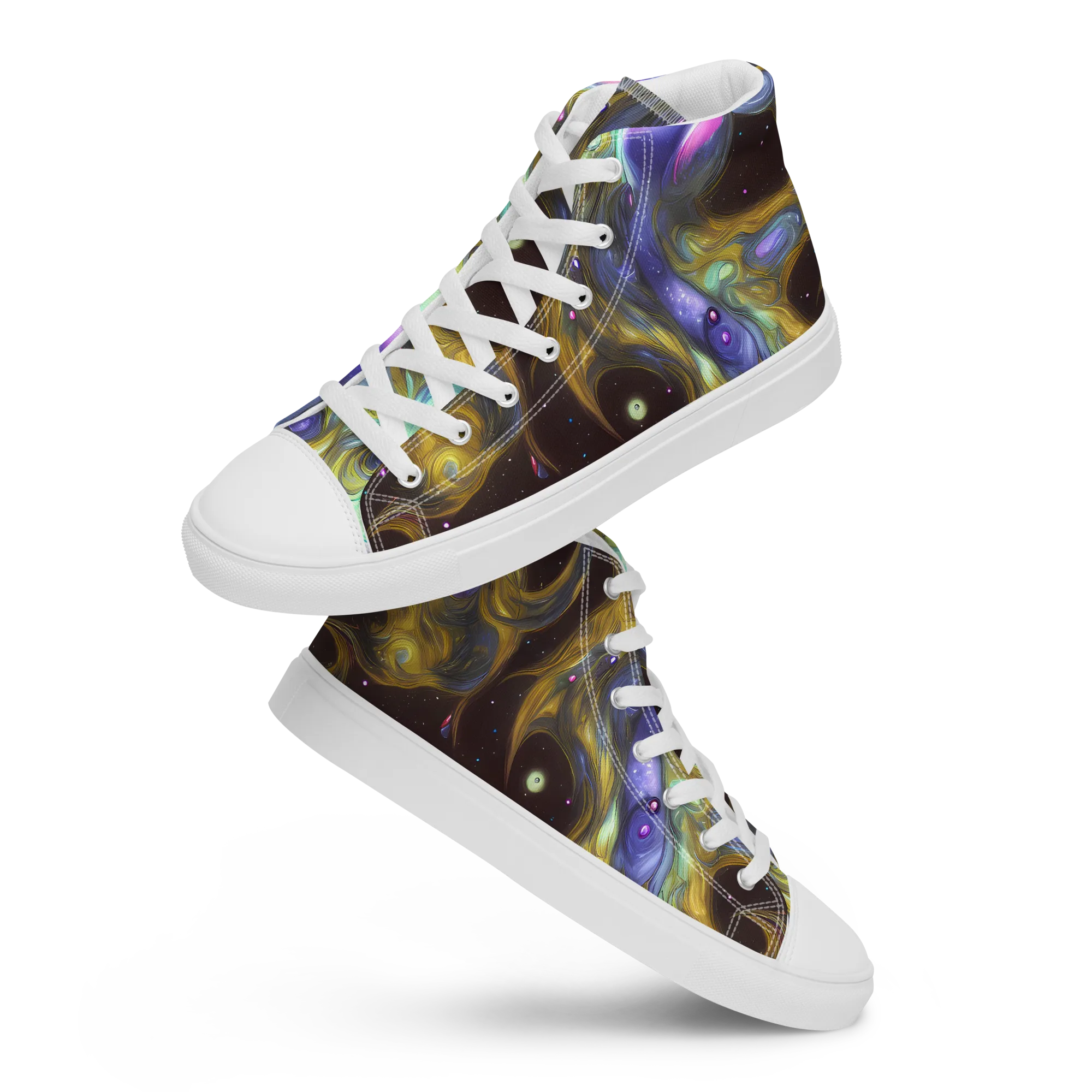 Indigo Infinity on Men's High Top Canvas Shoes — Front