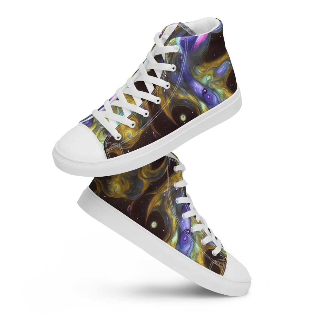 Indigo Infinity on Men's High Top Canvas Shoes — Front