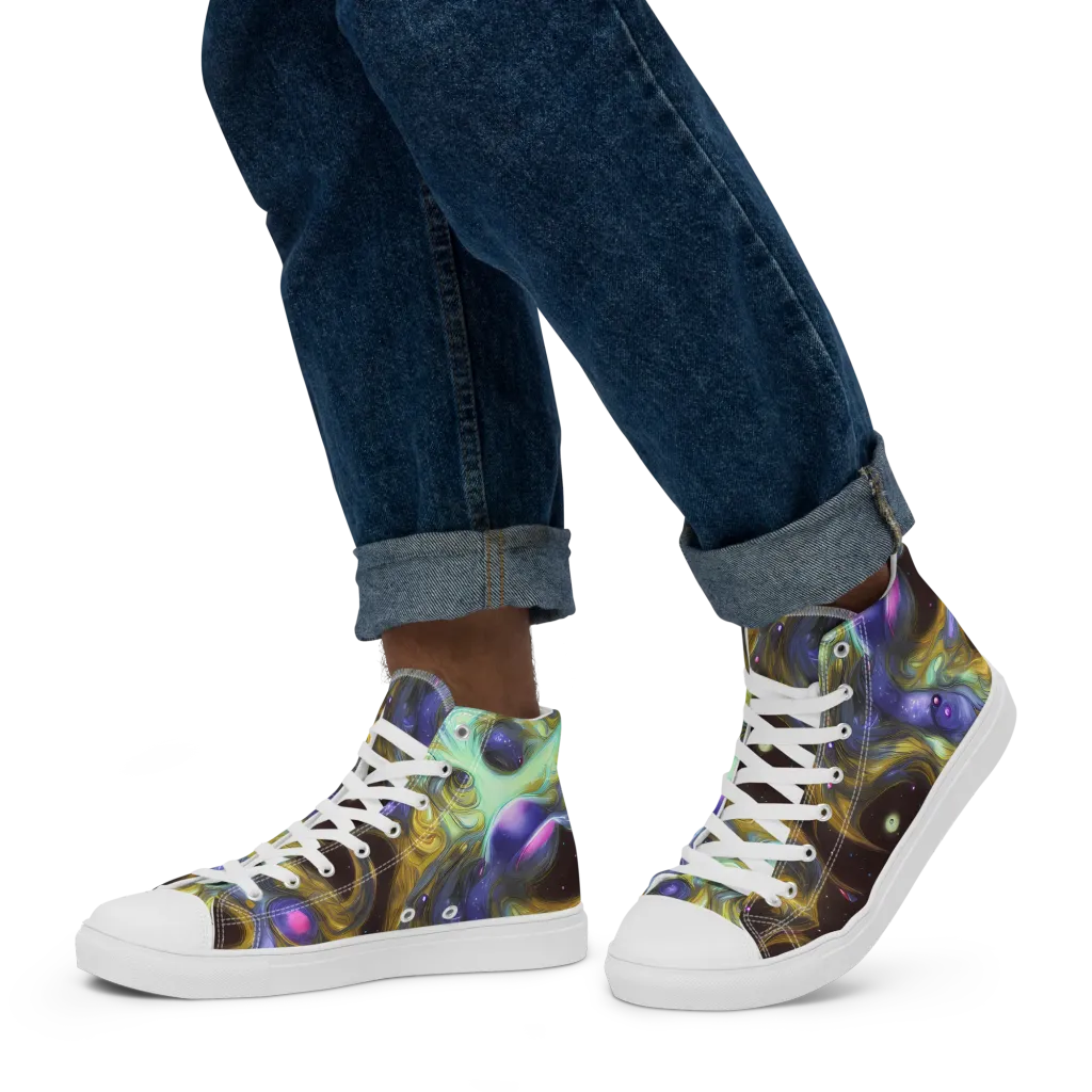 Indigo Infinity on Men's High Top Canvas Shoes — Left
