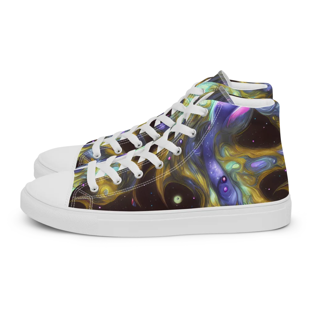 Indigo Infinity on Women's High Top Canvas Shoes — Left