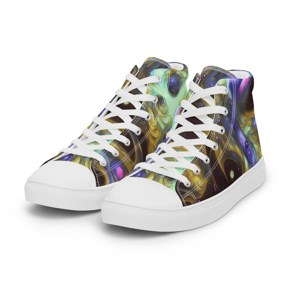 Indigo Infinity on Women's High Top Canvas Shoes — Left Front
