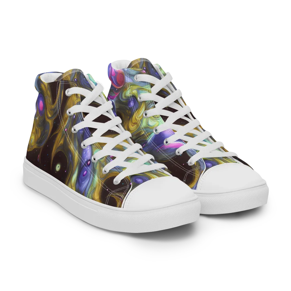 Indigo Infinity on Women's High Top Canvas Shoes — Right Front