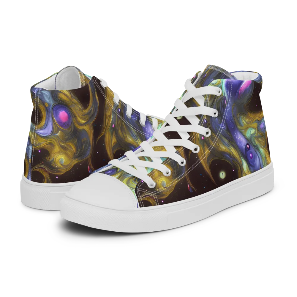 Indigo Infinity on Women's High Top Canvas Shoes — Left