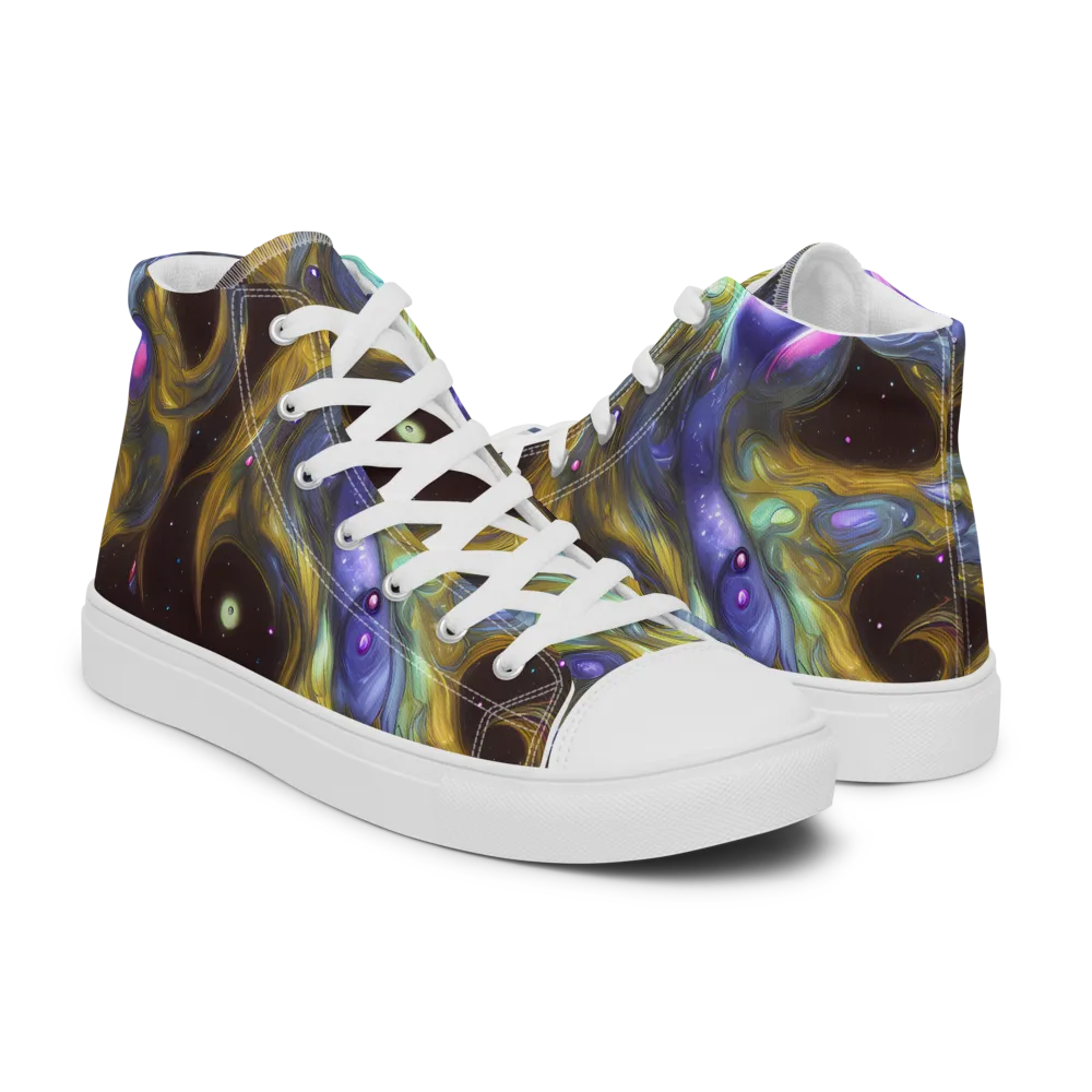 Indigo Infinity on Women's High Top Canvas Shoes — Right