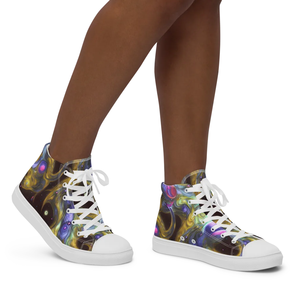 Indigo Infinity on Women's High Top Canvas Shoes — Right