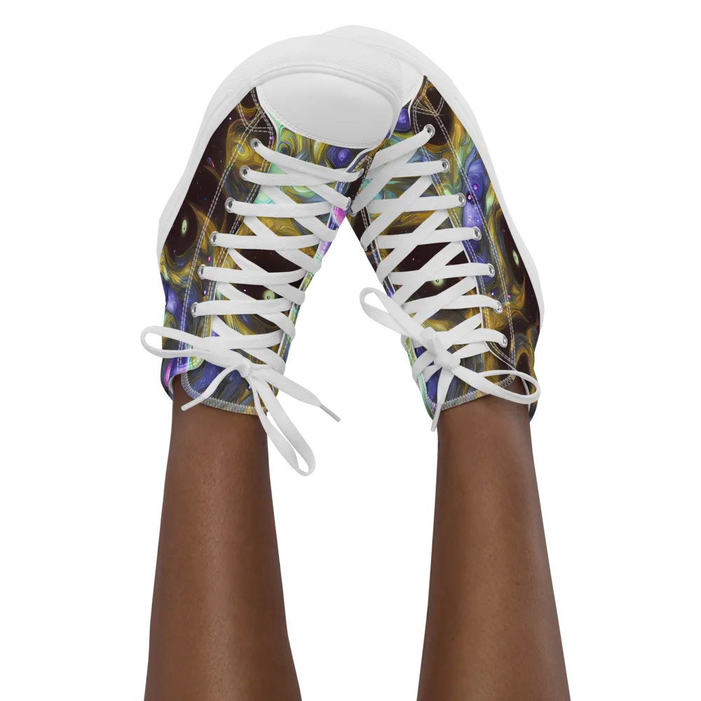 Indigo Infinity on Women's High Top Canvas Shoes — Front