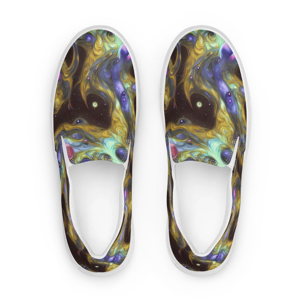 Indigo Infinity on Men's Slip-On Canvas Shoes — Front